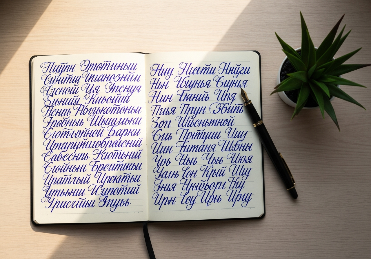Тетрадь с упражнениями для почерка